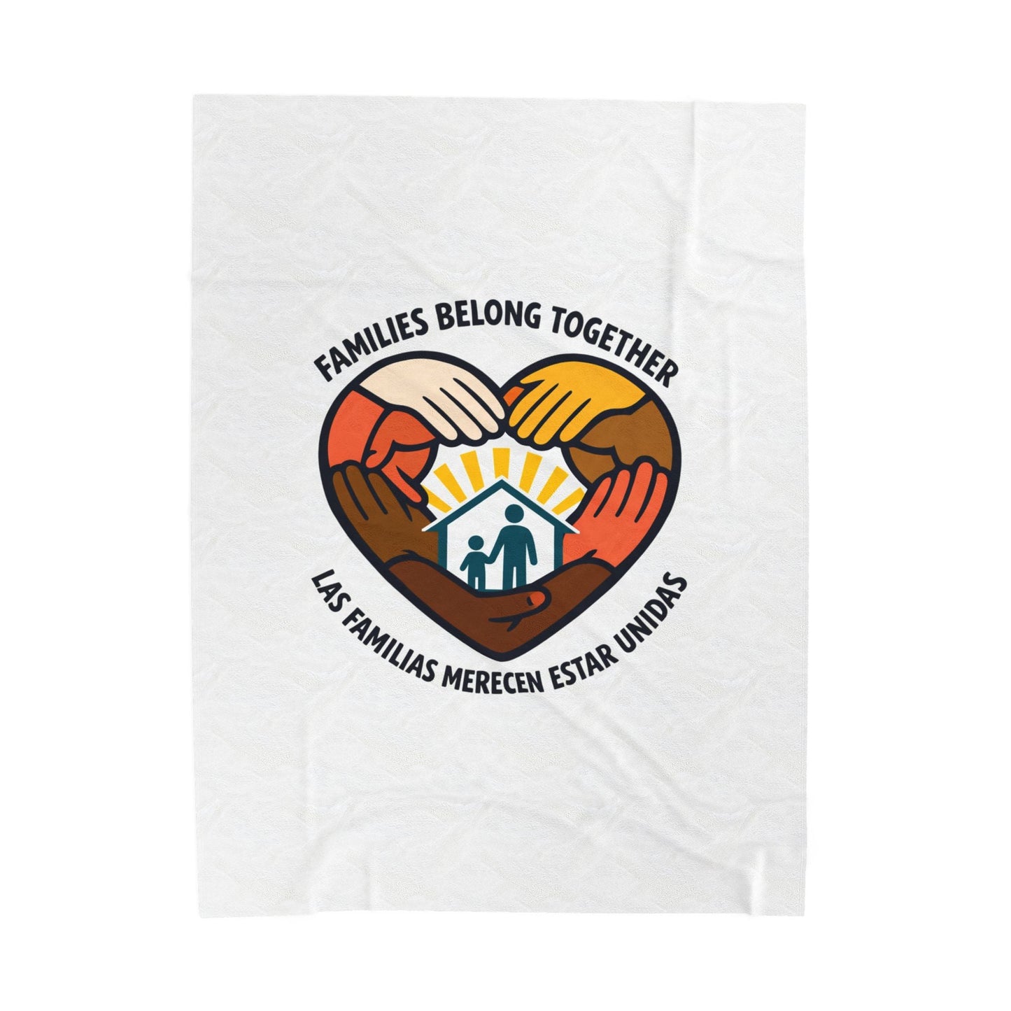 Families Belong Together Velveteen Plush Blanket | family unity, bilingual solidarity