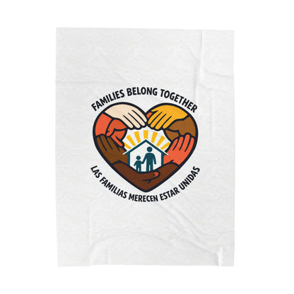 Families Belong Together Velveteen Plush Blanket | family unity, bilingual solidarity