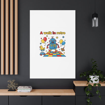 Retro Toy Robot Canvas | Throwback Kid, Primary Color Nostalgia