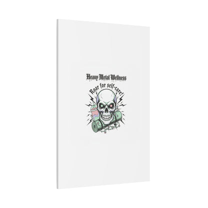 Roar for Self-Care Skull Canvas | heavy metal wellness, gothic wellness quote