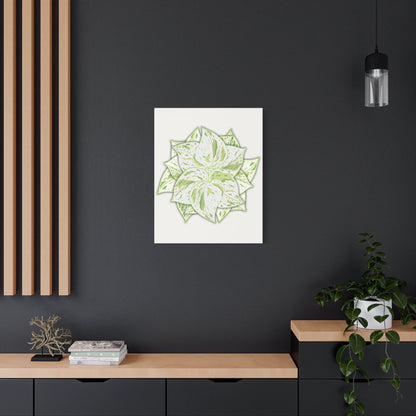 Snow Queen Pothos Canvas Print – Botanical Wall Art