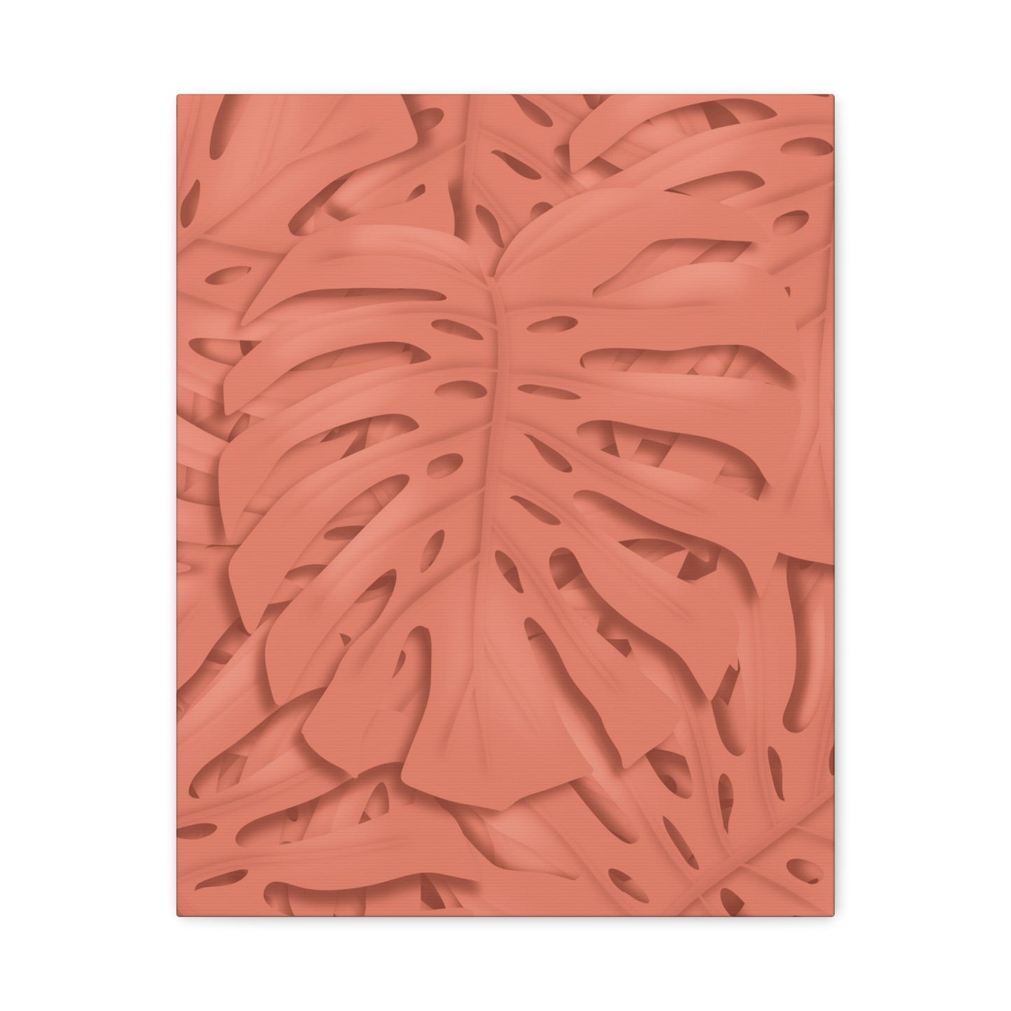 Coral Monstera Canvas Print – Botanical Wall Art