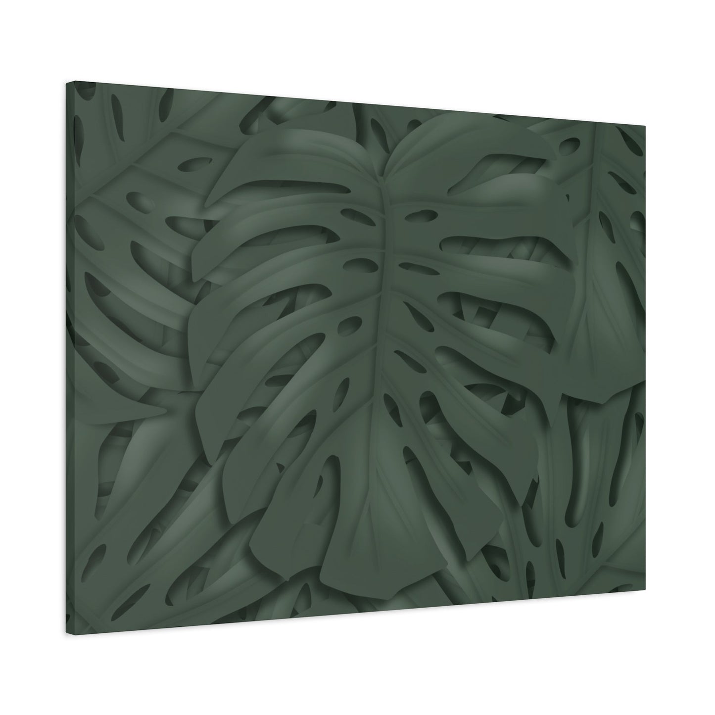 Deep Green Monstera Canvas Print – Botanical Wall Art