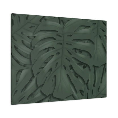 Deep Green Monstera Canvas Print – Botanical Wall Art