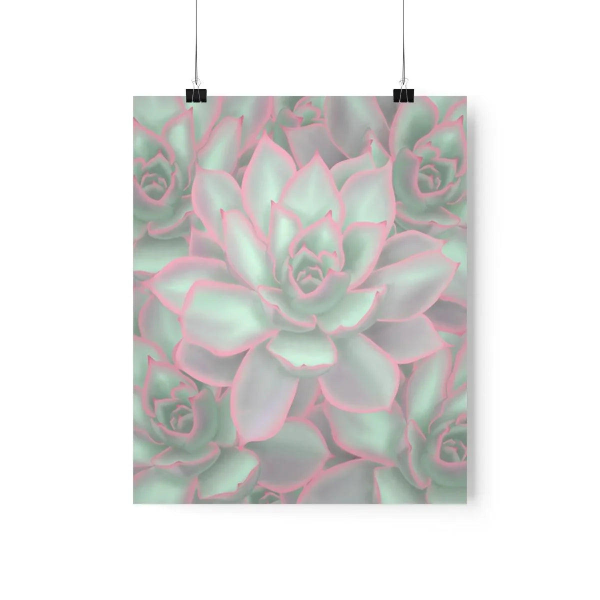 Echeveria Violet Queen Succulent Pattern Botanical Print – Unframed Wall Art