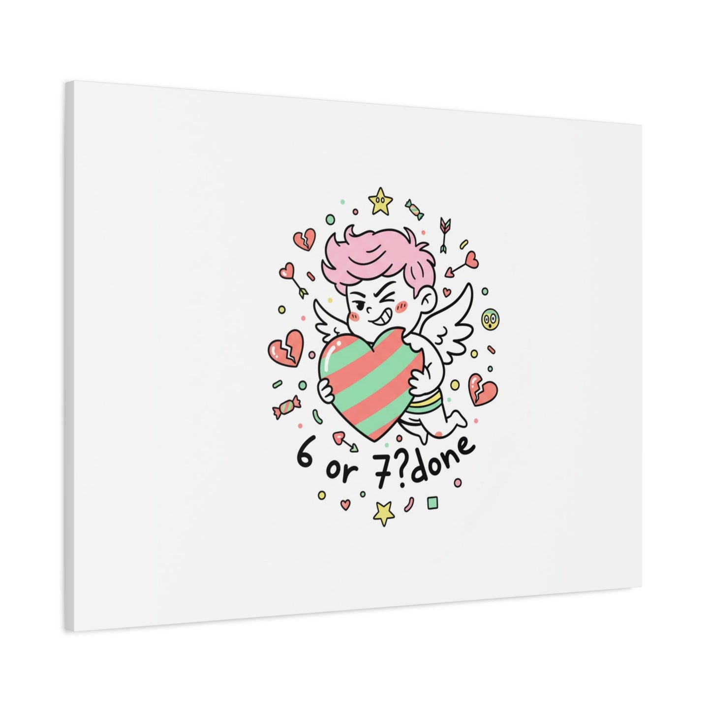 Weird Cupid heart illustration Canvas | Weird Valentine, quirky chaotic love