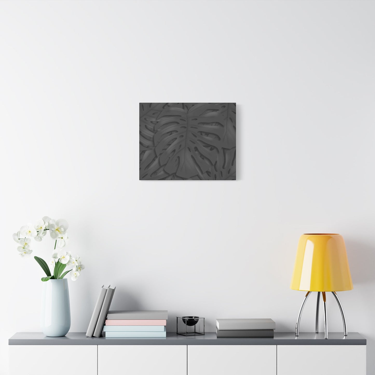 Charcoal Monstera Canvas Print – Botanical Wall Art