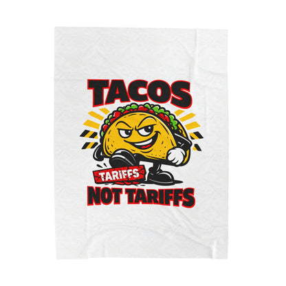 Tacos Not Tariffs Blanket | taco pun, protest typography