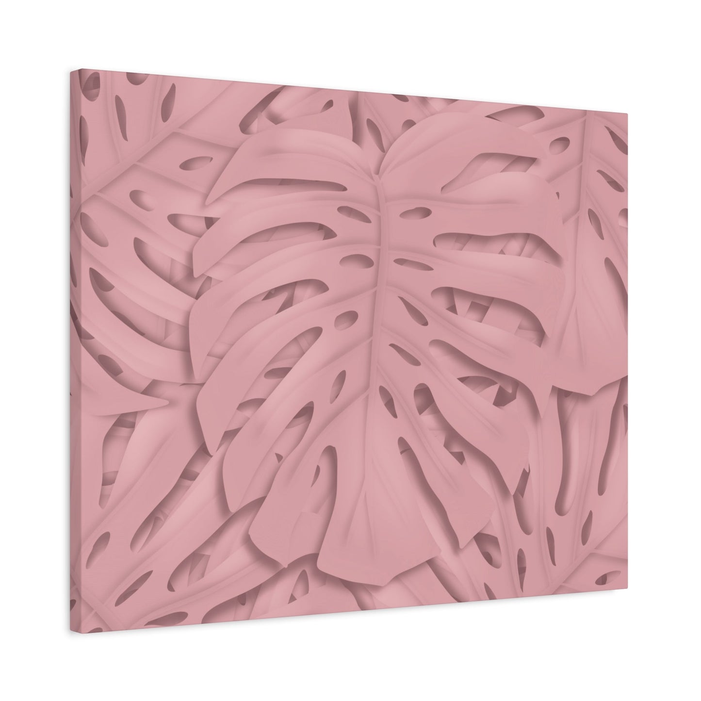 Soft Pink Monstera Canvas Print – Botanical Wall Art