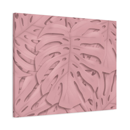 Soft Pink Monstera Canvas Print – Botanical Wall Art