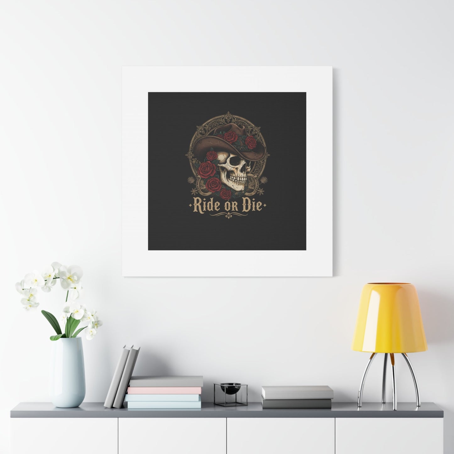 Ride or Die Skull Canvas | Western Skull Art, Gothic Americana