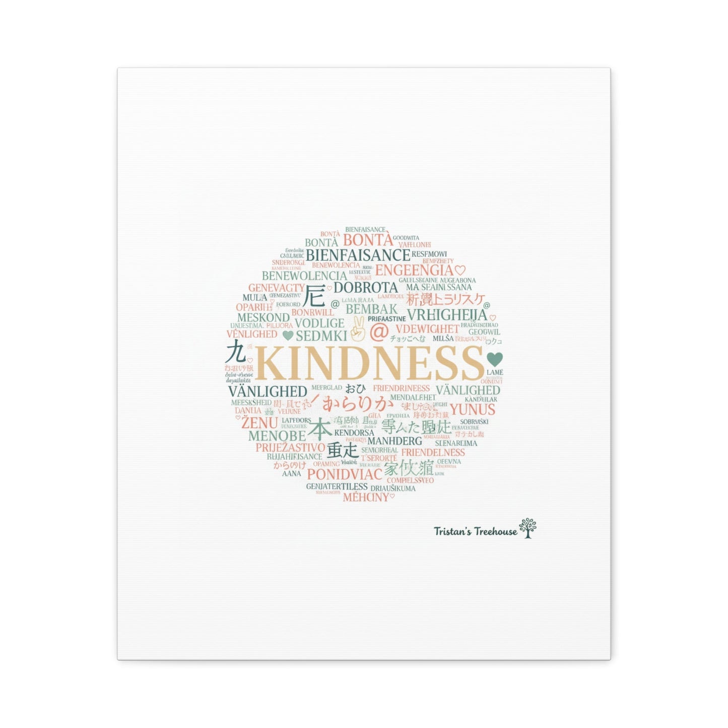 Kindness Word Cloud Canvas | Fresh Start Minimalist Wall Art