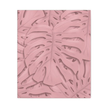Soft Pink Monstera Canvas Print – Botanical Wall Art