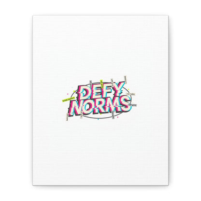 Defy Norms Canvas, Anti-Aesthetic Glitch Typography, Brutalist Poster Style
