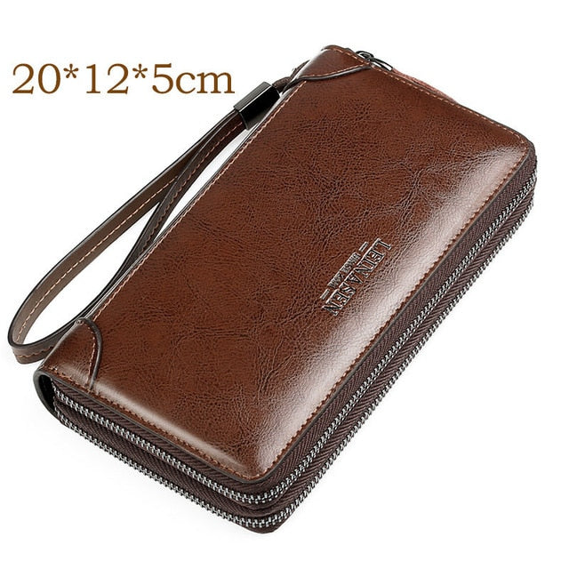 Weixer Men's Premium Leather Clutch - Waterproof Business Wristlet & Organizer