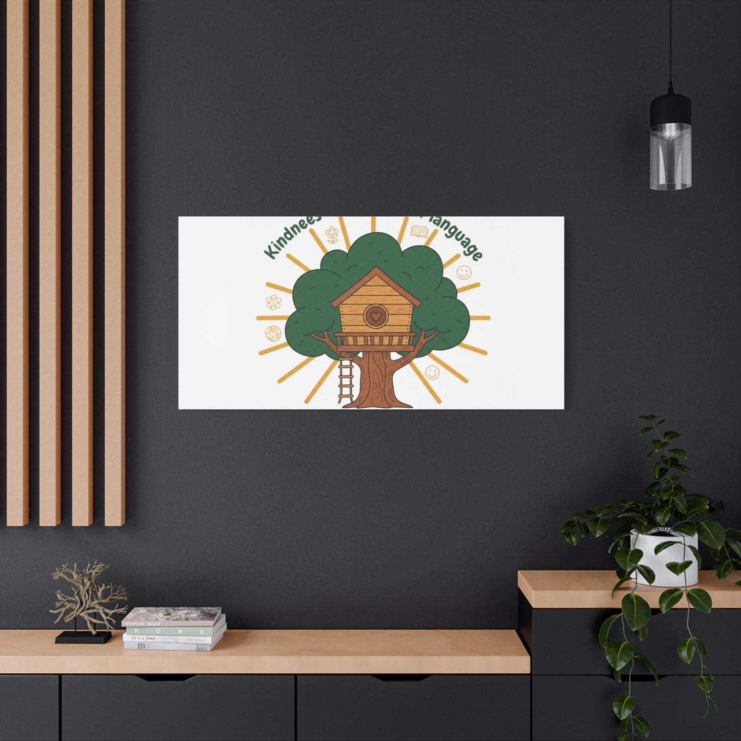Kindness Is a Universal Language Canvas | Eco Humor, Treehouse Art