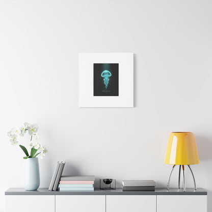 Bioluminescent Jellyfish Art Canvas | Deep Sea Aesthetic, Neon Glow