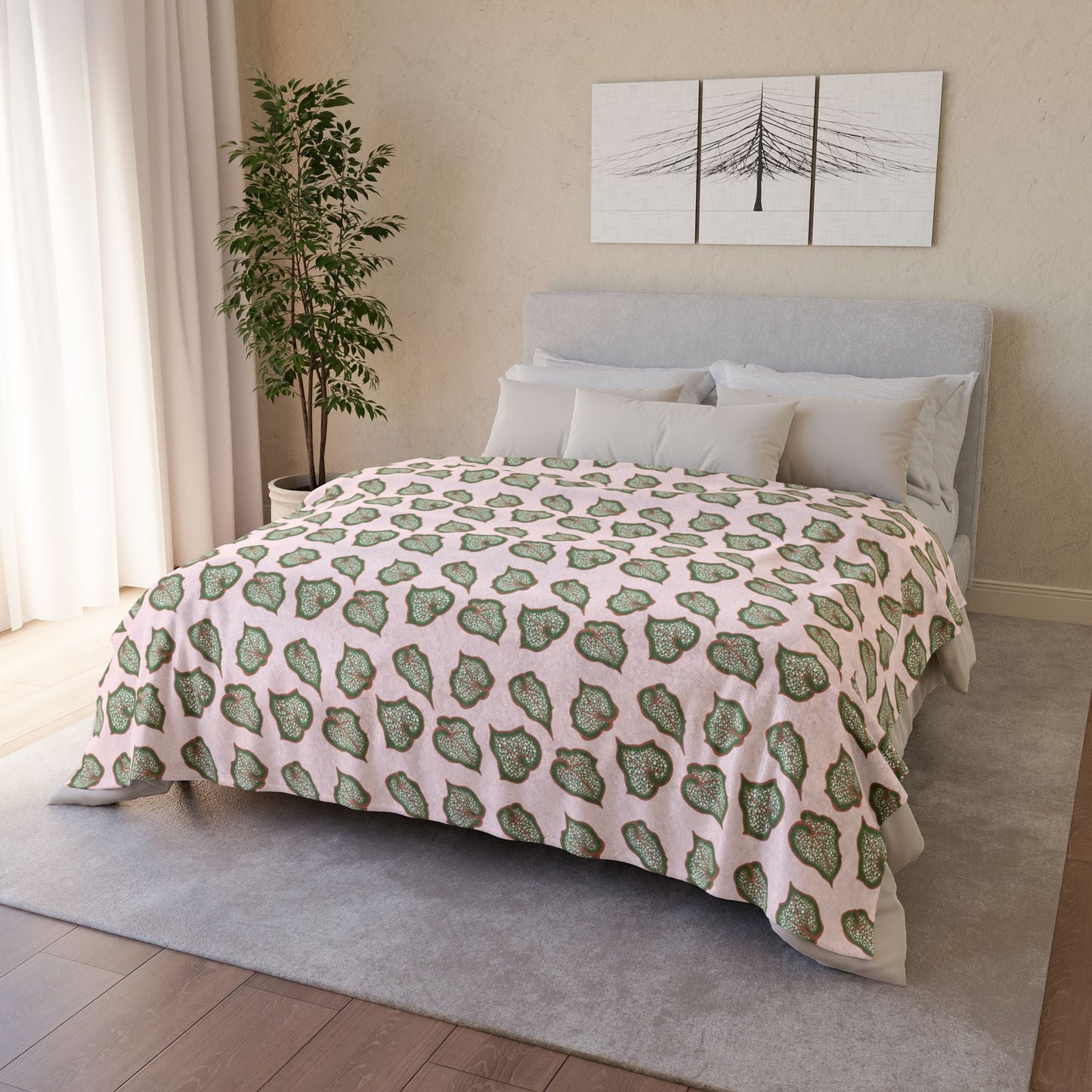 Begonia Pattern Cozy Fleece Throw Blanket