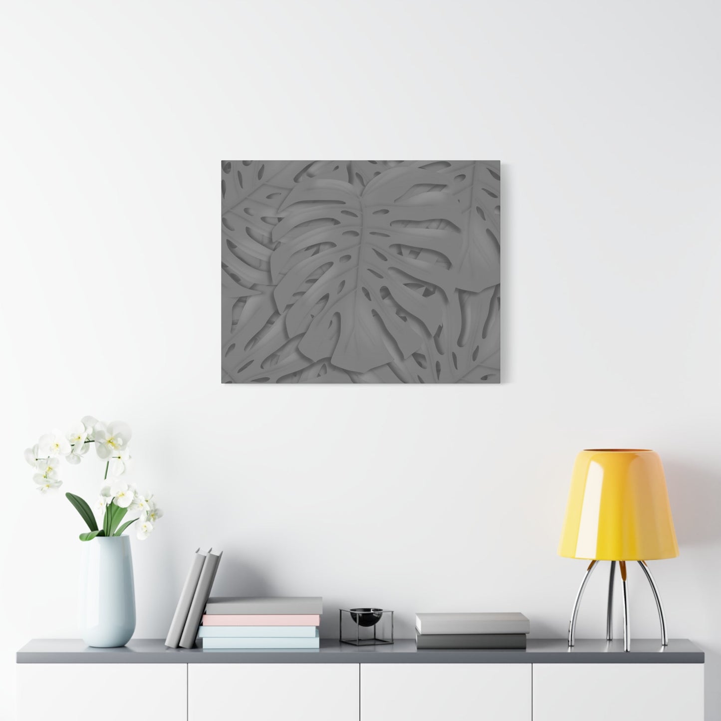 Grey Monstera Canvas Print – Botanical Wall Art