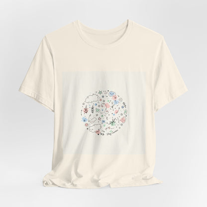 Botanical Doodle Circle Tee | hand drawn line drawing, sketch pattern