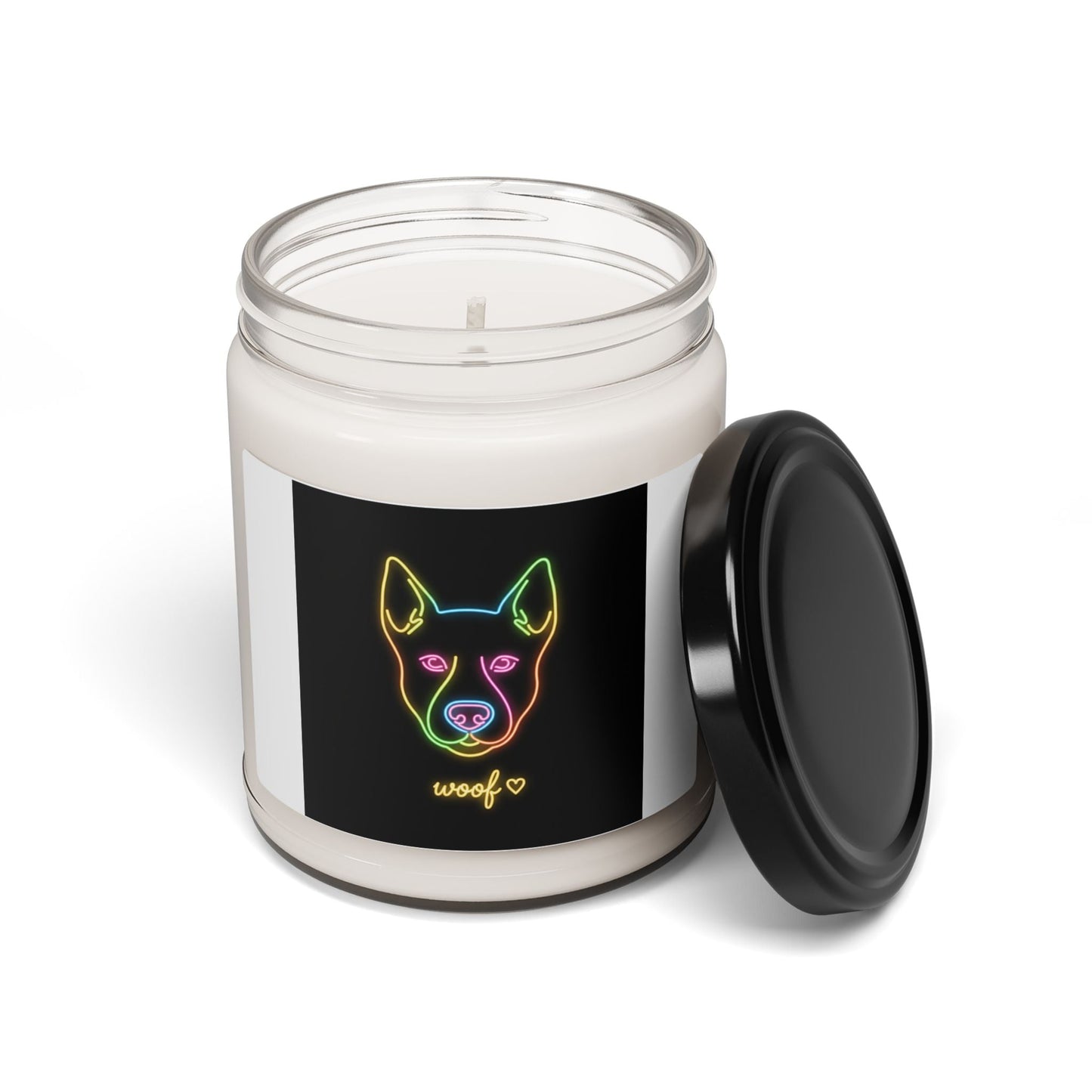 Neon Dog Art Soy Candle | Meeting Humor, Dry Office Meme
