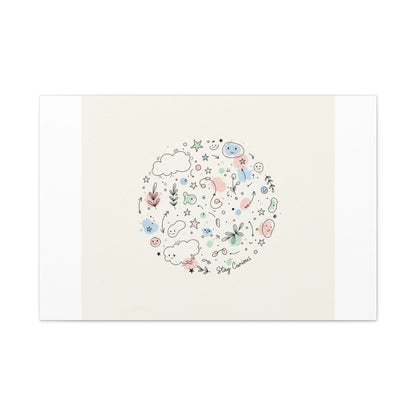 Doodle Circle Line Drawing Matte Canvas, Hand-Drawn Sketch Art