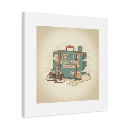 Pack Your Dreams Canvas | Retro Travel Postcard, Wanderlust Passport Stamp Art