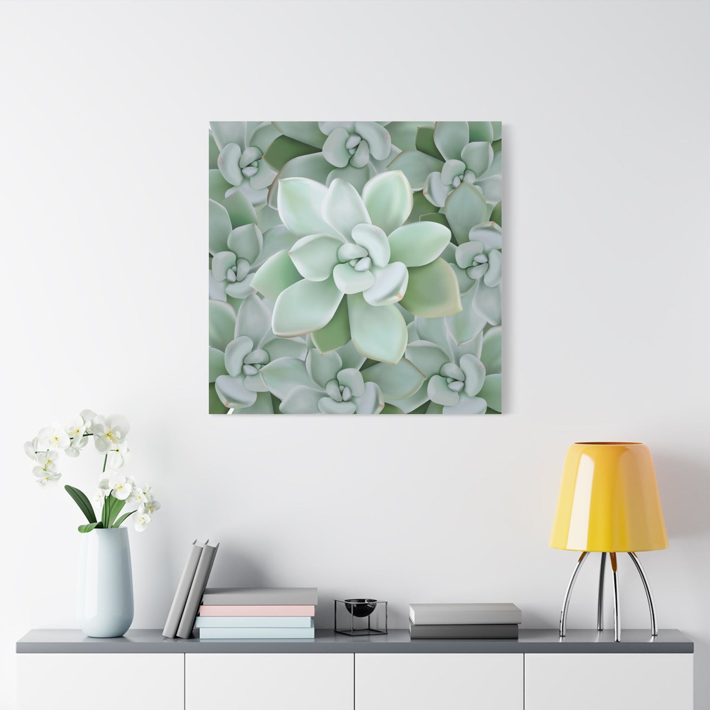 Pachyveria Haagei Succulent Pattern Canvas Print – Botanical Wall Art