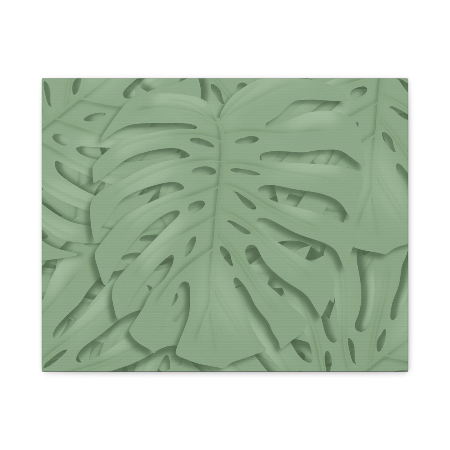 Sage Green Monstera Canvas Print – Botanical Wall Art