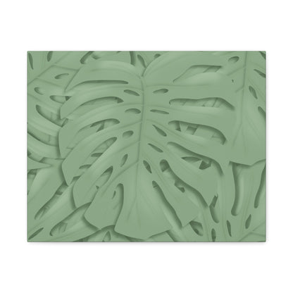 Sage Green Monstera Canvas Print – Botanical Wall Art