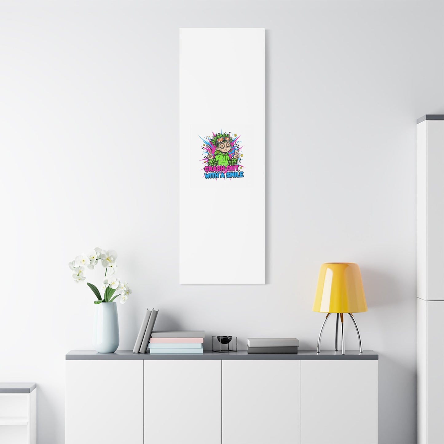 Crash Out With a Smile Canvas Print | Neon Skate Graffiti, Meme Meltdown Art
