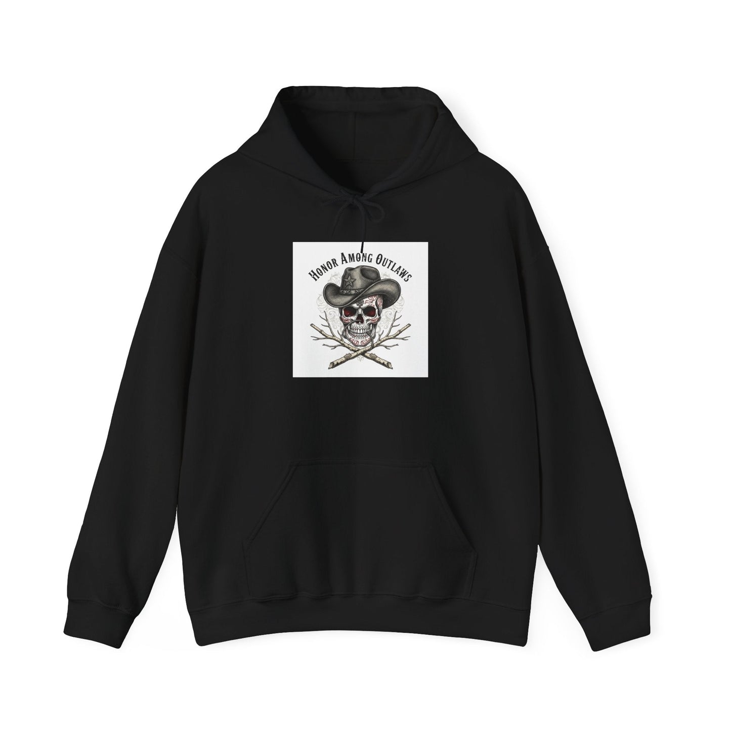 Western Skull Art Hoodie | gothic Americana, desert noir design
