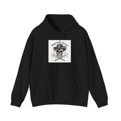 Western Skull Art Hoodie | gothic Americana, desert noir design