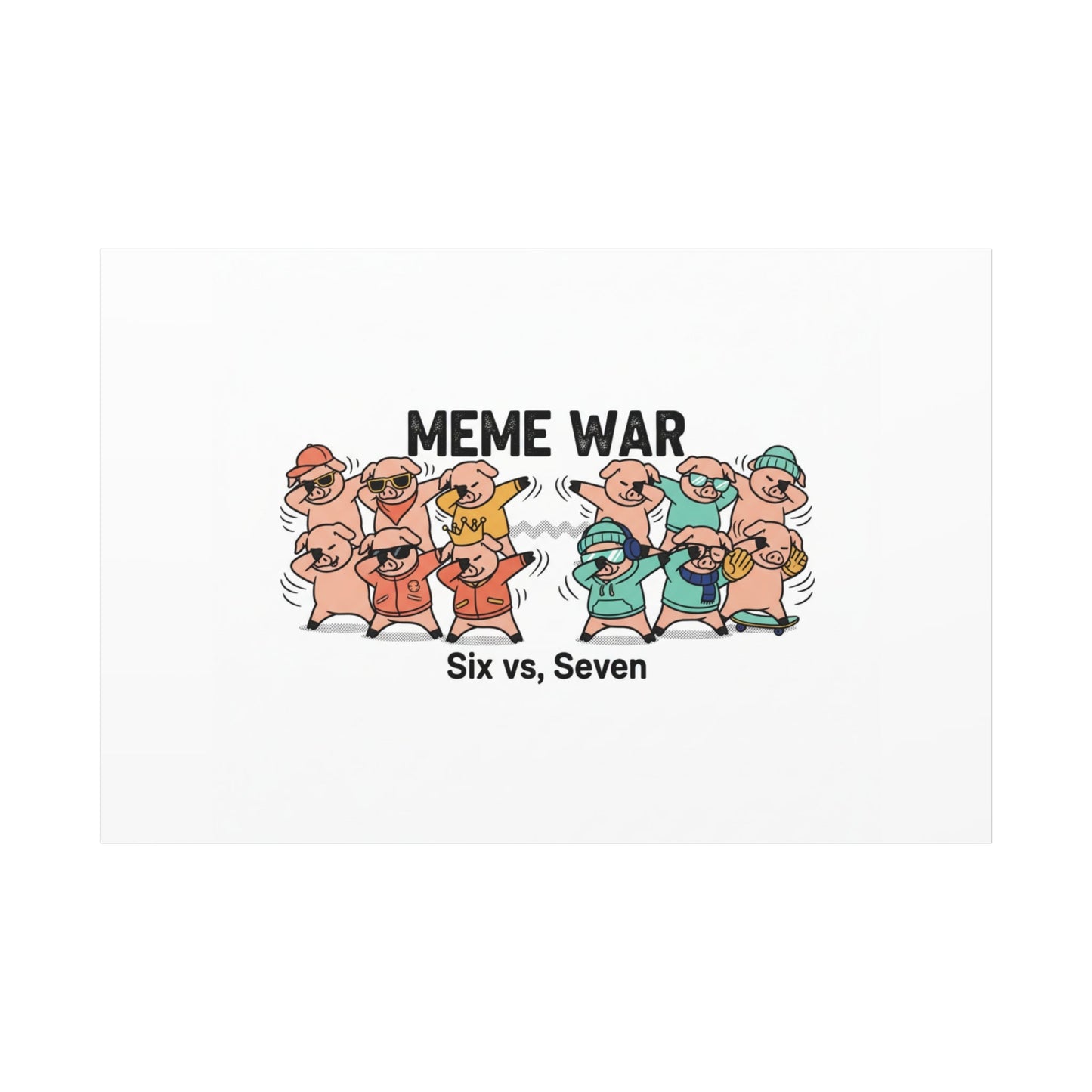 Meme War: Six vs. Seven Canvas Wall Art