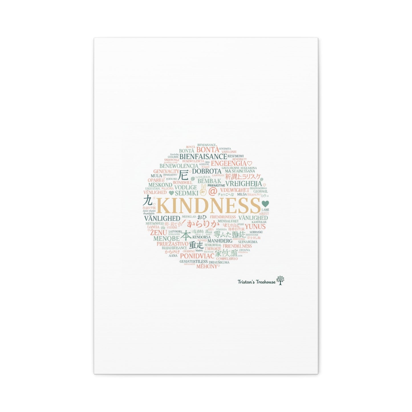 Kindness Word Cloud Canvas | Fresh Start Minimalist Wall Art