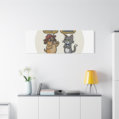 Funny Cat vs Dog Canvas | Pet Rivalry Wall Art