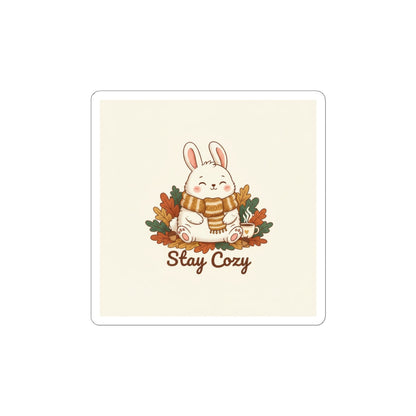 Stay Cozy Bunny Sticker | cozy critter sticker, winter forest art