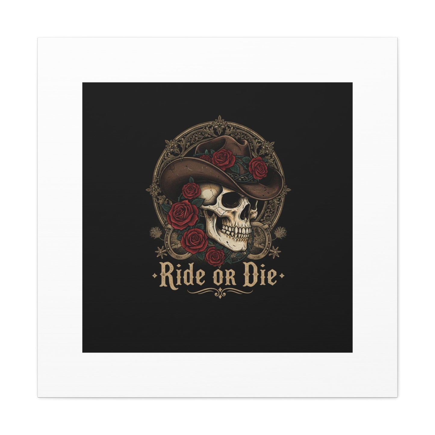 Ride or Die Skull Canvas | Western Skull Art, Gothic Americana