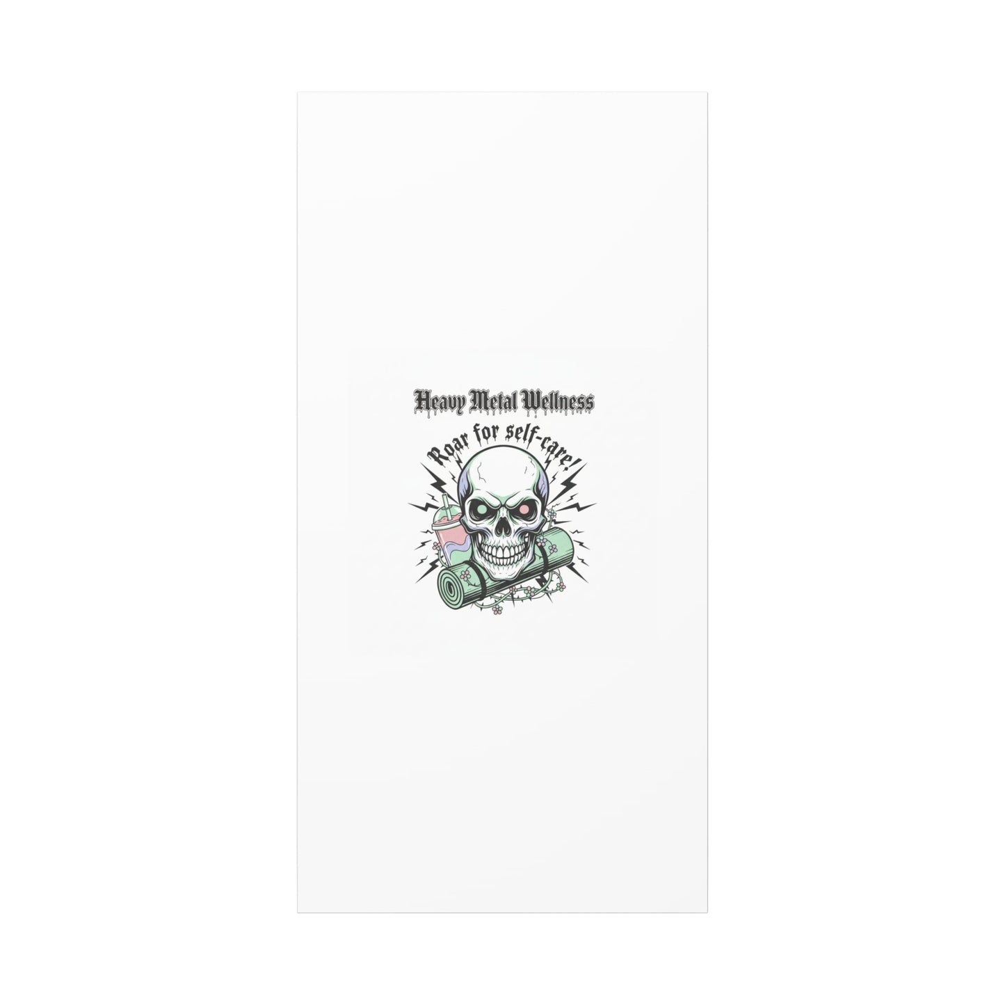 Roar for Self-Care Skull Canvas | heavy metal wellness, gothic wellness quote
