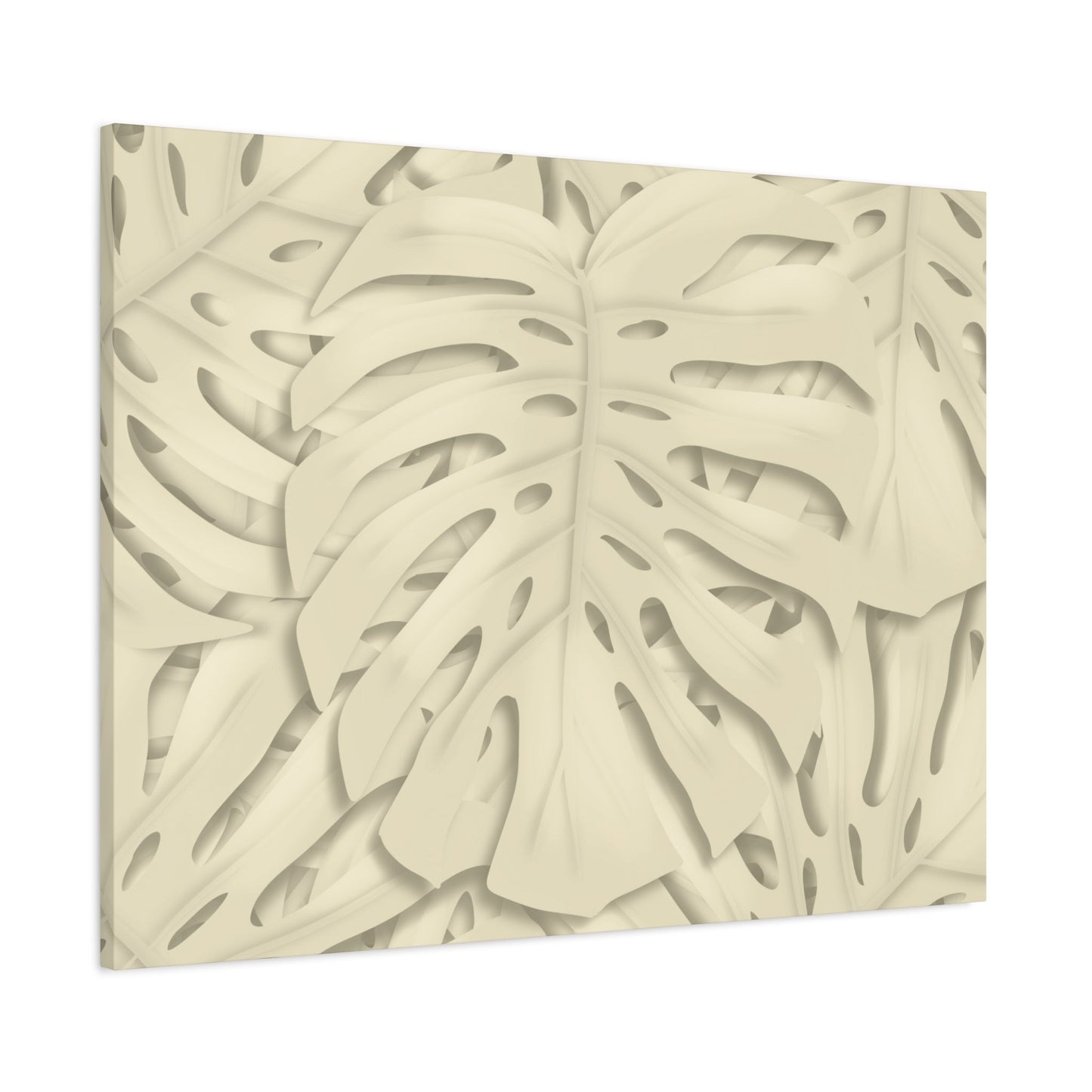 Beige Monstera Canvas Print – Botanical Wall Art