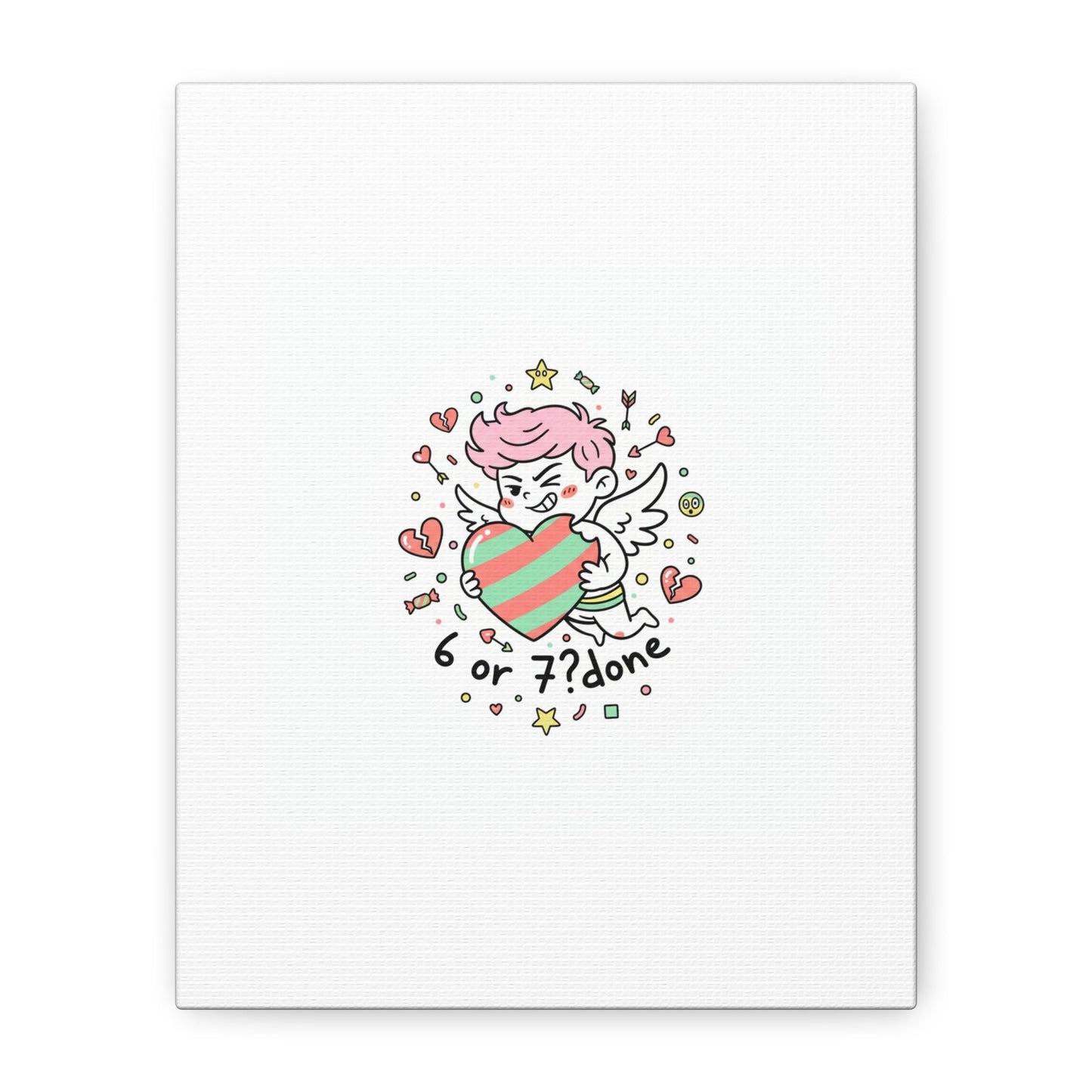 Weird Cupid heart illustration Canvas | Weird Valentine, quirky chaotic love