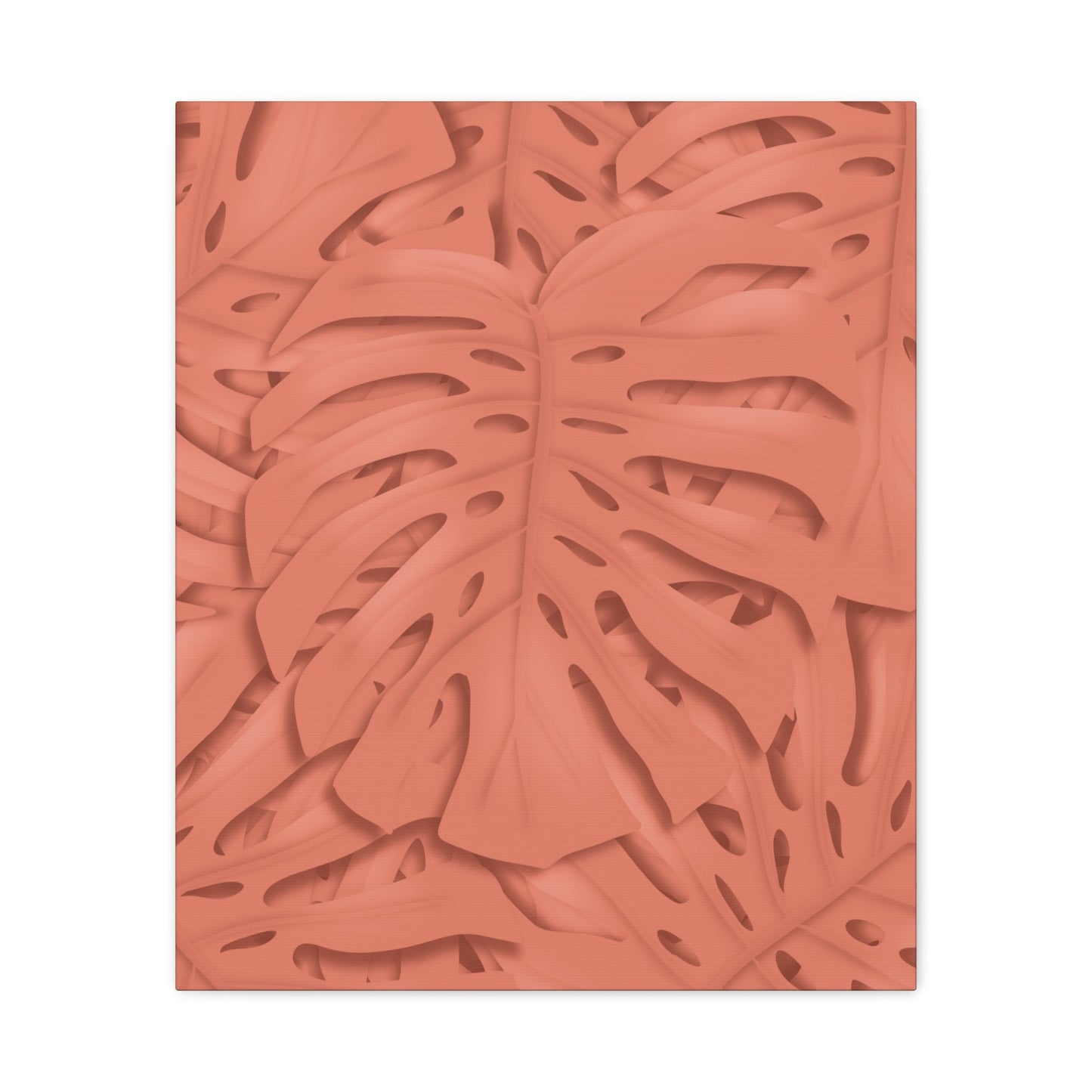Coral Monstera Canvas Print – Botanical Wall Art