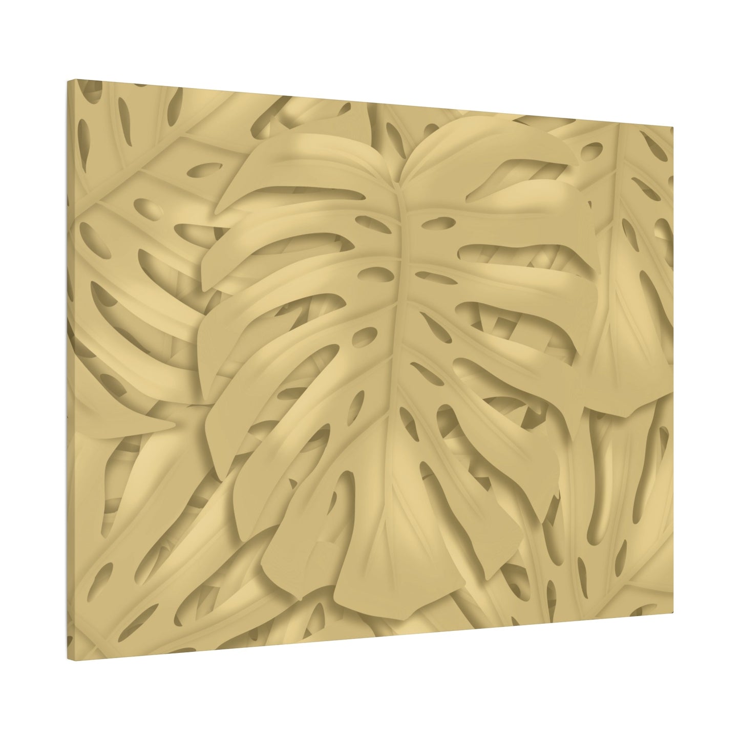 Golden Monstera Canvas Print – Botanical Wall Art