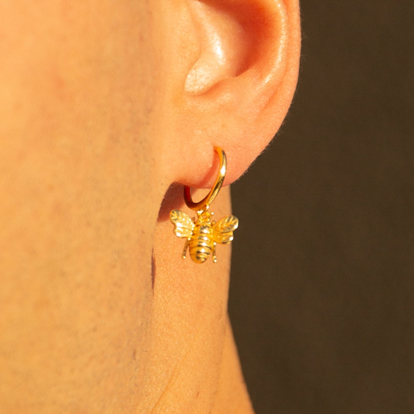 Dainty Bee Hoop Earrings