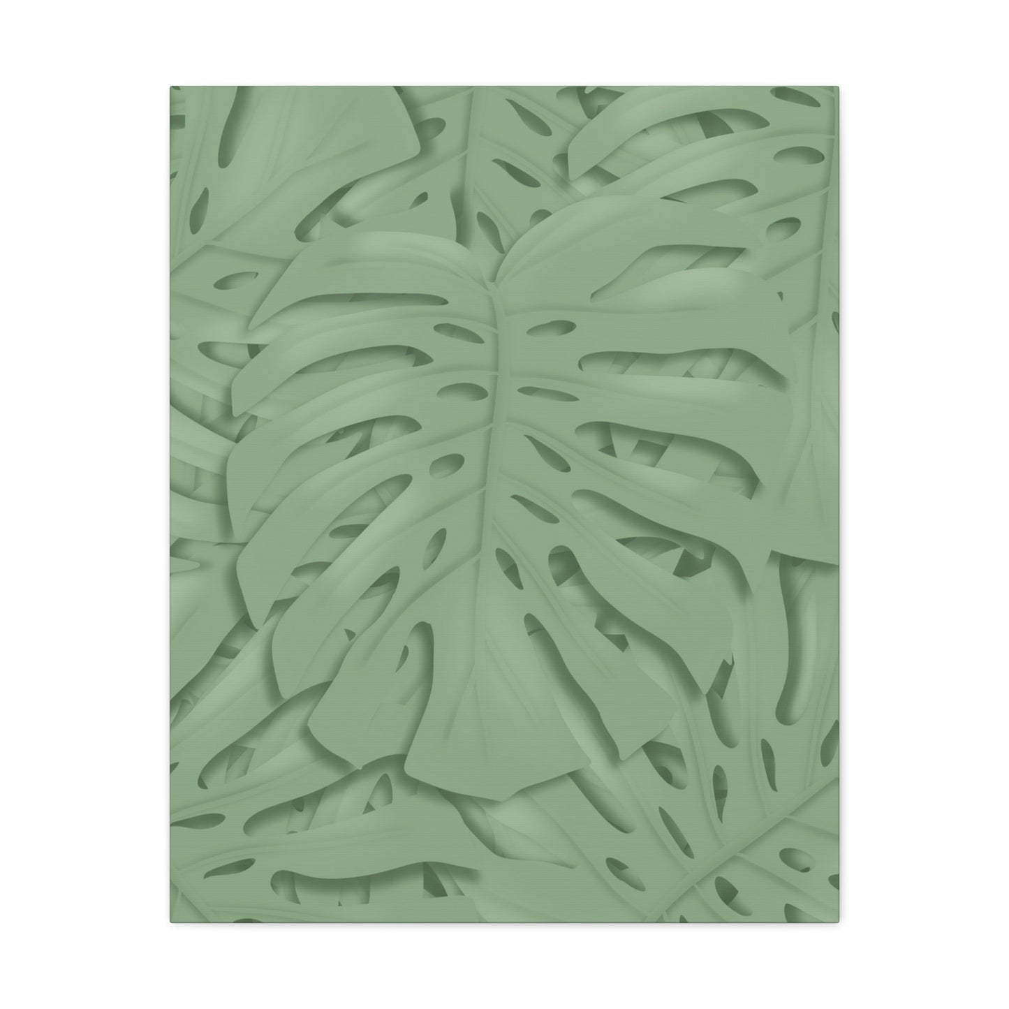 Sage Green Monstera Canvas Print – Botanical Wall Art
