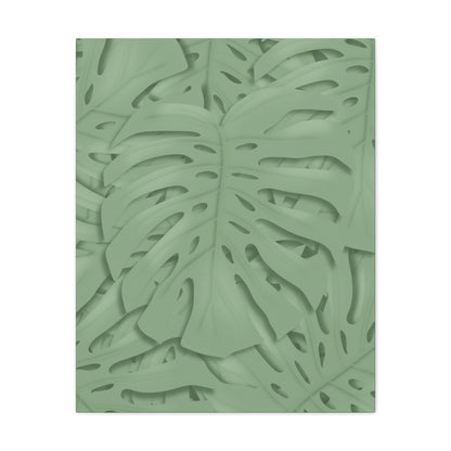 Sage Green Monstera Canvas Print – Botanical Wall Art