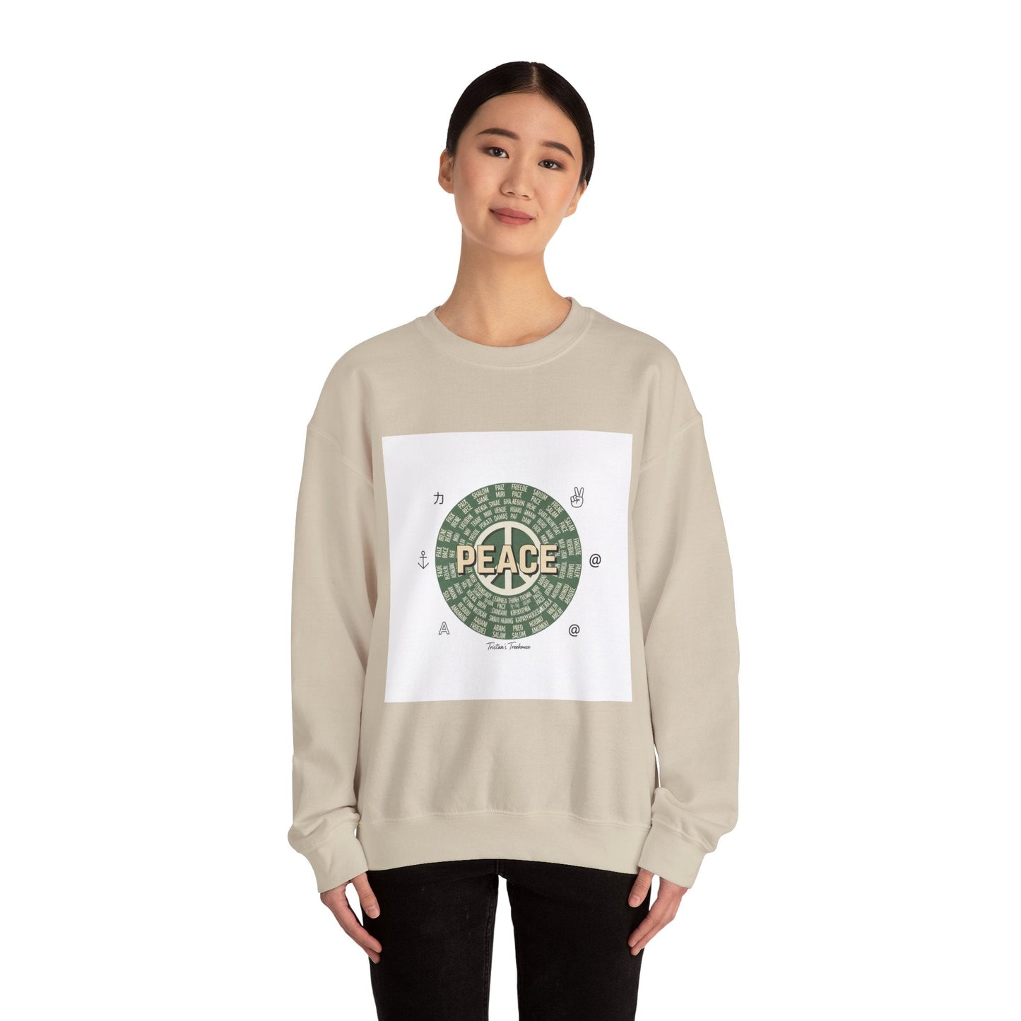 Handwritten Peace Doodle Sweatshirt | sketch aesthetic, hand drawn message