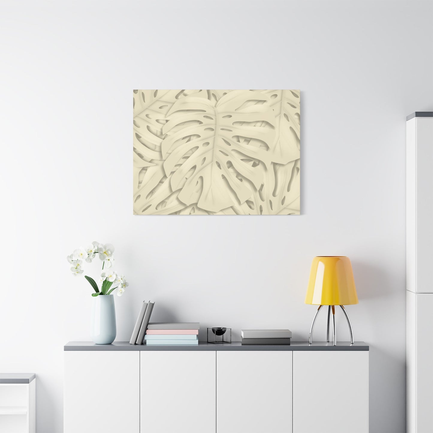 Beige Monstera Canvas Print – Botanical Wall Art