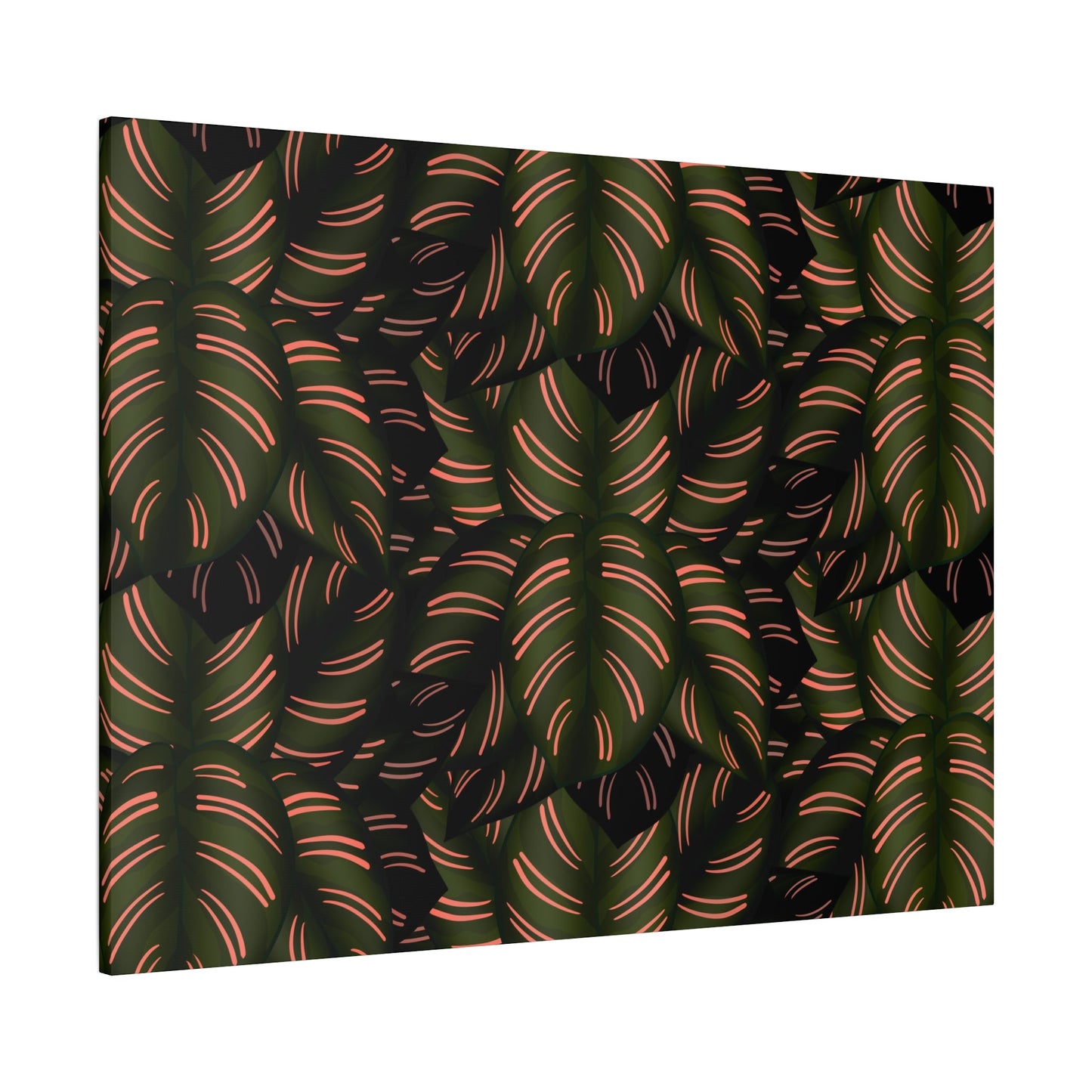 Calathea Pinstripe Pattern Canvas Print – Botanical Wall Art