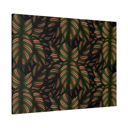 Calathea Pinstripe Pattern Canvas Print – Botanical Wall Art
